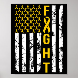 Poster Drapeau US En Septembre Nous Portons Or Cancer Enf