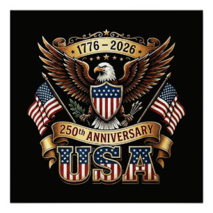Poster Drapeau USA 250e anniversaire 250 ans d'Amérique