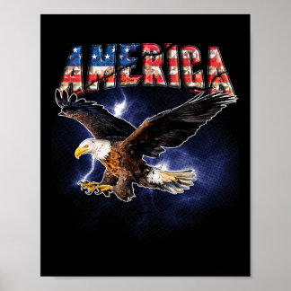 Poster Drapeau Usa Amérique Police Aigle Flashes Pour Hom