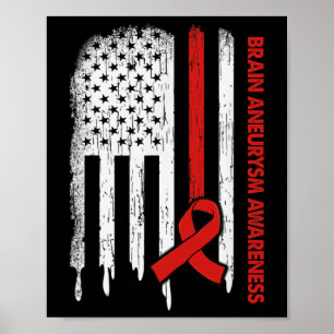 Poster Drapeau Usa Burgundy Ruban Cerveau Aneurie Sensibi
