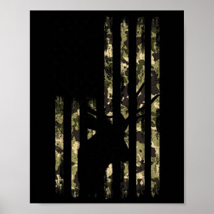 Poster Drapeau Usa Camouflage Drôle Cerf Buck Chasse