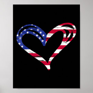 Poster Drapeau Usa Cœur Memorial Patriotique Forces Armée