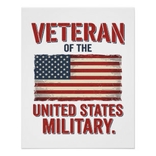 Poster Drapeau USA de vétéran vintage dessin vectoriel mi