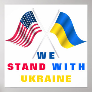 Poster Drapeau USA - Drapeau ukrainien - Nous sommes avec