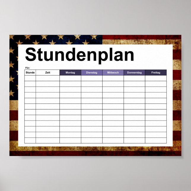 Poster Drapeau USA / Grunge (Devant)