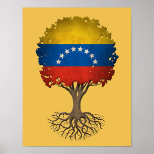 Poster Drapeau vénézuélien arbre de vie personnalisable