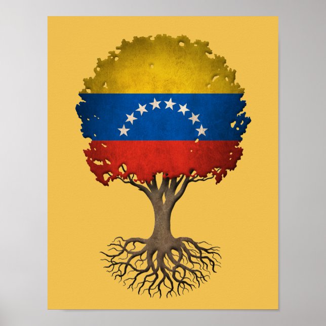 Poster Drapeau vénézuélien arbre de vie personnalisable (Devant)