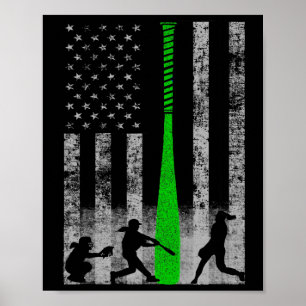 Poster Drapeau vert Softll Fastpitch - Joueur Softll sur