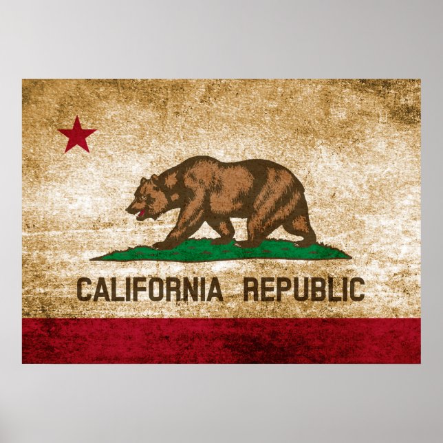 Poster Drapeau vintage de Californie (Devant)