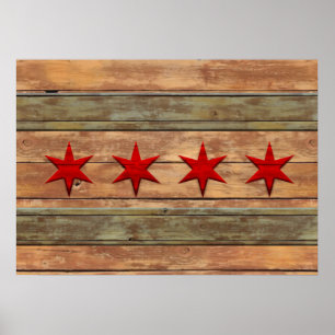 Poster Drapeau vintage de Chicago