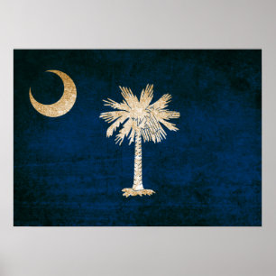 Poster Drapeau vintage de la Caroline du Sud