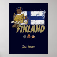 drapeau vintage de l'orignal de Finlande et souven