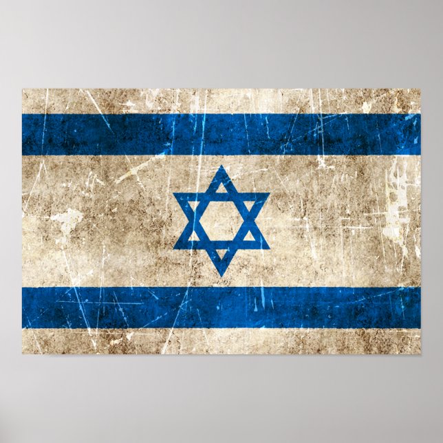 Poster Drapeau vintage d'Israël (Devant)