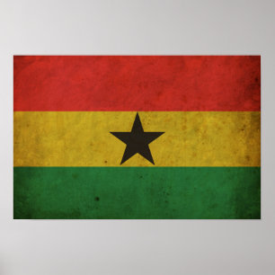 Poster Drapeau vintage du Ghana
