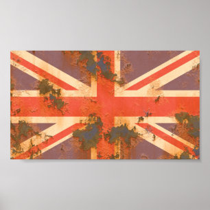 Poster Drapeau vintage rouillé du Royaume-Uni