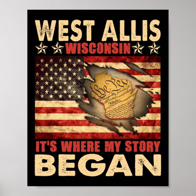 Poster Drapeau West Allis Wisconsin Usa 4 juillet (Devant)