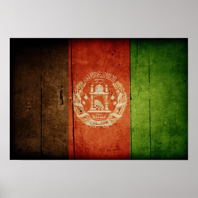 Poster Drapeau Wood Afghanistan (Devant)