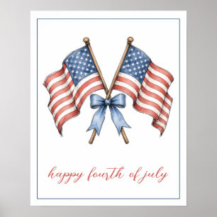 Poster Drapeaux américains patriotiques Quatre juillet