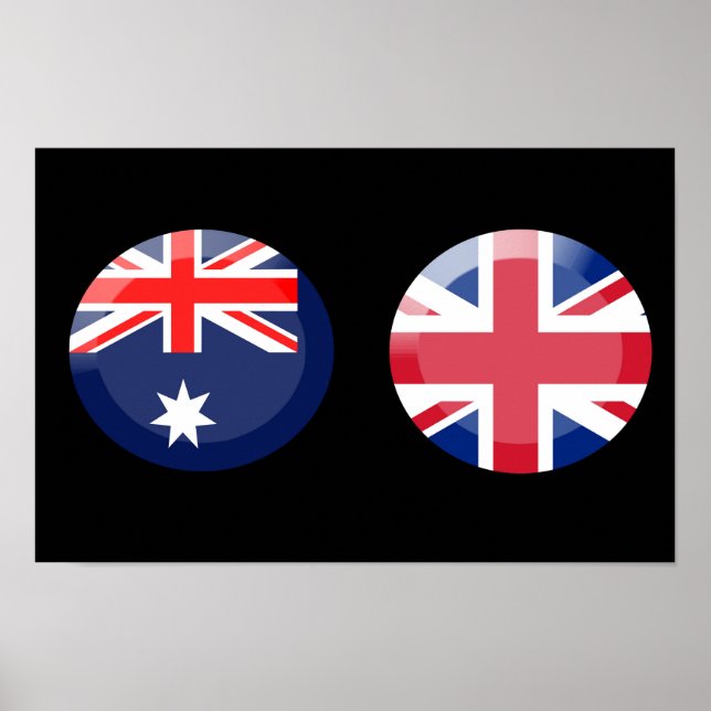 Poster Drapeaux australiens et britanniques (Devant)
