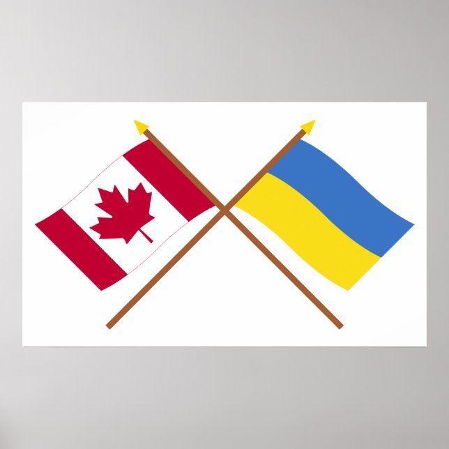 Poster Drapeaux croisés Canada et Ukraine (Devant)