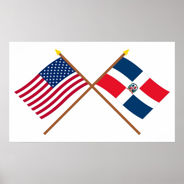 Poster Drapeaux croisés des États-Unis et de la Républiqu (Devant)