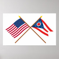 Drapeaux croisés des États-Unis et de l'Ohio