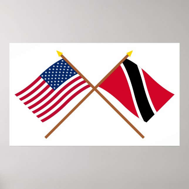 Poster Drapeaux croisés des États-Unis et de Trinité-et-T (Devant)