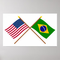 Drapeaux croisés des États-Unis et du Brésil