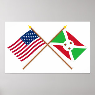 Poster Drapeaux croisés des États-Unis et du Burundi