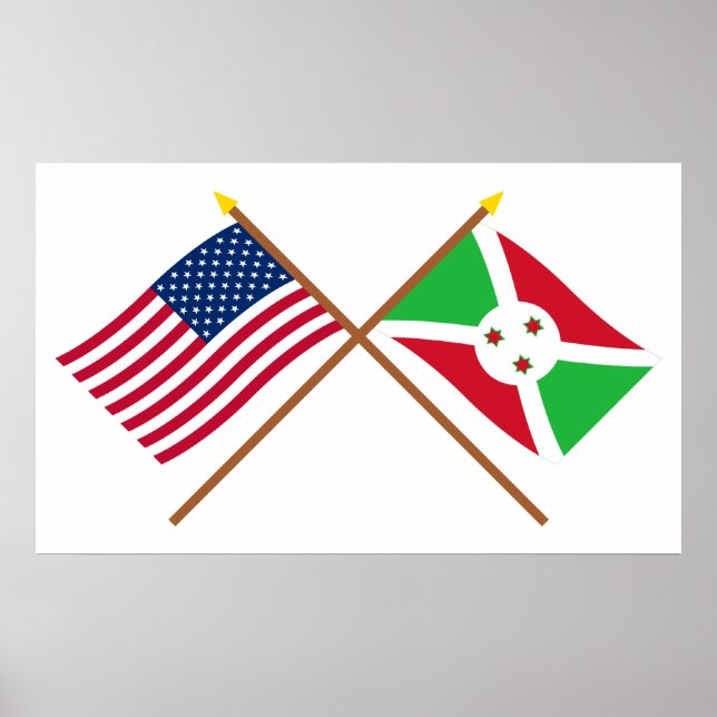 Poster Drapeaux croisés des États-Unis et du Burundi (Devant)
