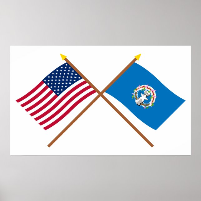 Poster Drapeaux croisés des Mariannes des États-Unis et d (Devant)