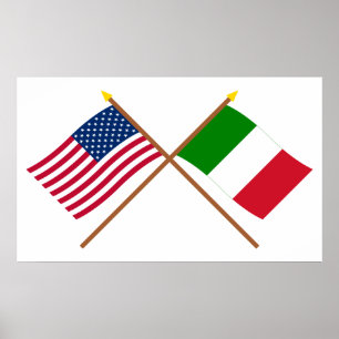 Poster Drapeaux croisés États-Unis et Italie