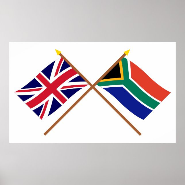Poster Drapeaux croisés Royaume-Uni et Afrique du Sud (Devant)
