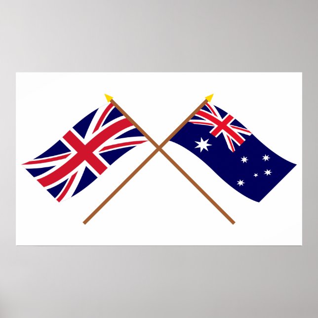 Poster Drapeaux croisés Royaume-Uni et Australie (Devant)