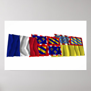 Poster Drapeaux de Côte-d'Or, de Bourgogne et de la
