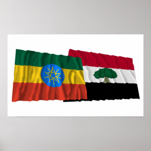 Poster Drapeaux de l'Éthiopie et de l'Oromia