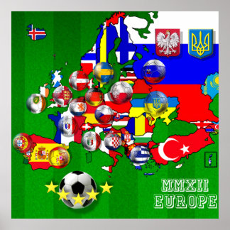 Poster Drapeaux de l'Europe 2012 Coupe de football de foo