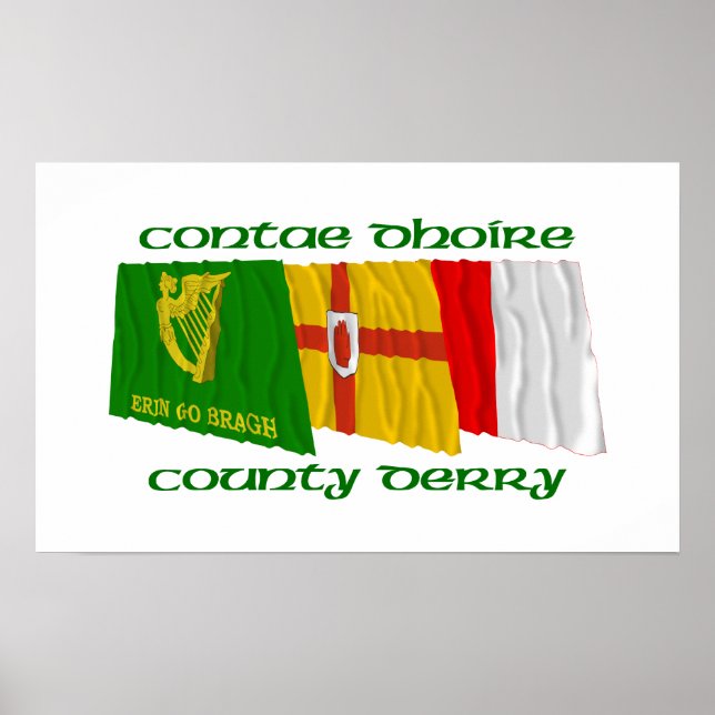 Poster Drapeaux du comté de Derry (Devant)