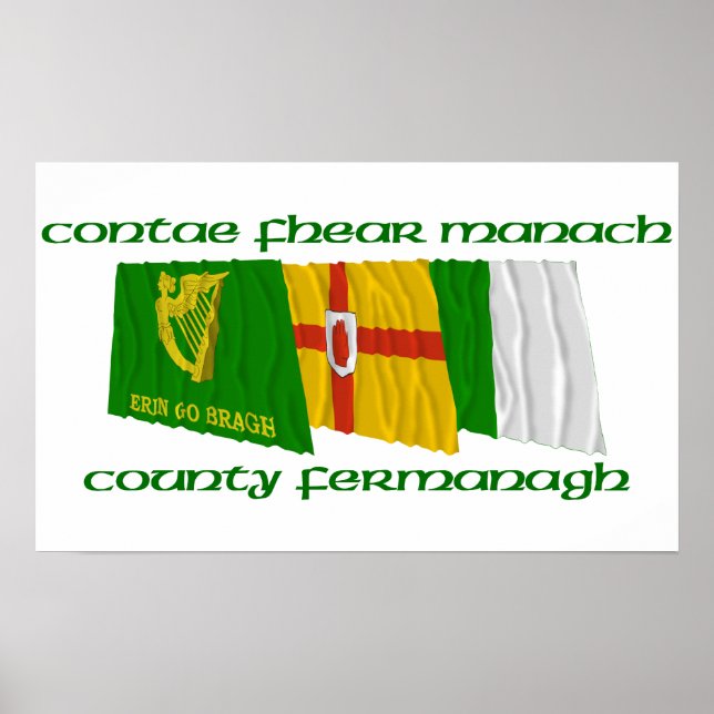 Poster Drapeaux du comté de Fermanagh (Devant)