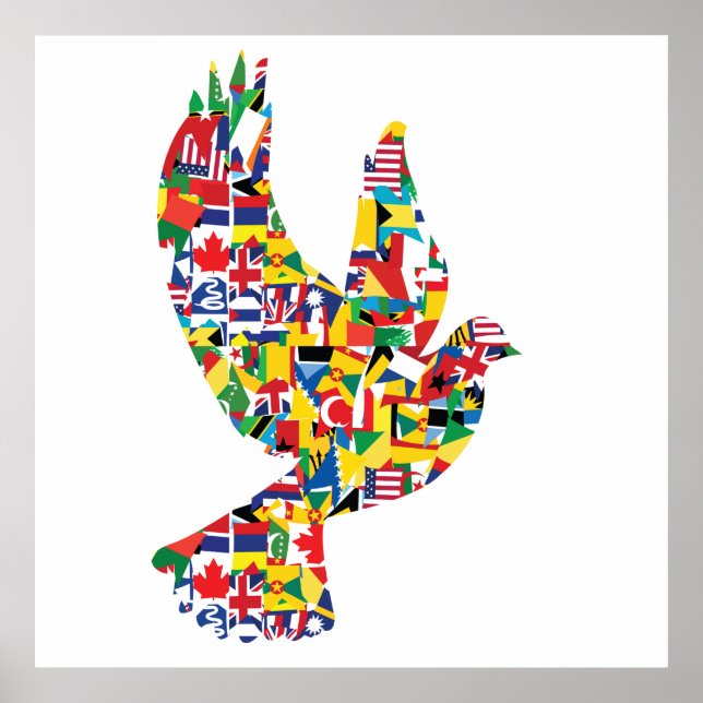 Poster Drapeaux du monde de Peace Dove (Devant)