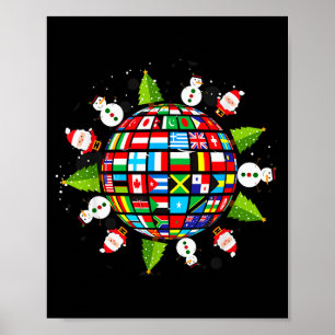 Poster Drapeaux du monde, Noël autour du globe