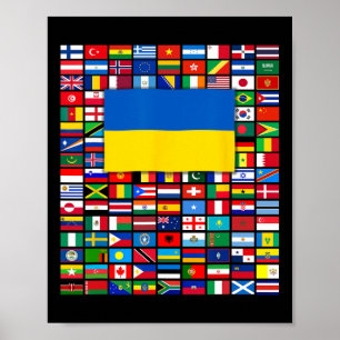 Poster Drapeaux du monde Ukraine Soutenez Zelensky Pois