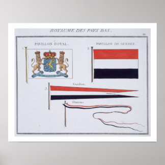 Poster Drapeaux du Royaume des Pays-Bas, d'une