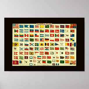 Poster Drapeaux nationaux vintages du monde