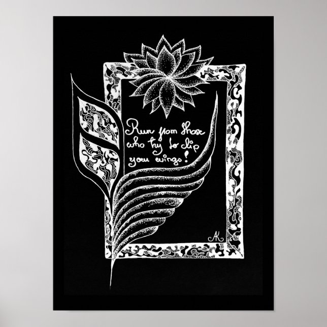 Poster Drapeaux rouges inspirants, citation illustrée (Devant)