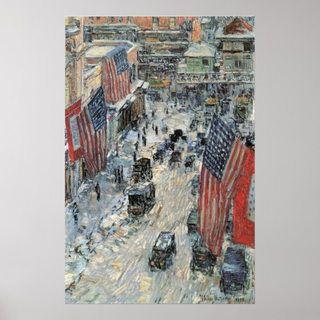 Poster Drapeaux sur la 57ème rue par Frederick Childe Has (Devant)