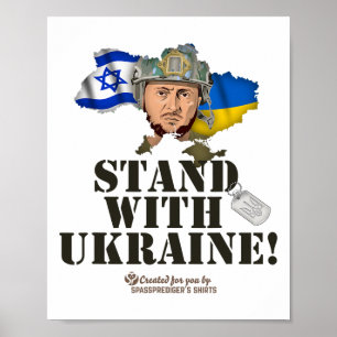 Poster Drapeaux Ukraine Israël Selenskyj Soutenez l'Ukrai