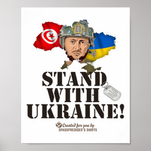 Poster Drapeaux Ukraine Tunisie Zelenskyy Soutenez l'Ukra