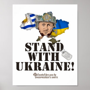 Poster Drapeaux Ukraine Uruguay Zelenskyy Soutenez l'Ukra