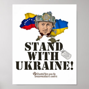Poster Drapeaux Ukraine Venezuela Zelensky Soutenez l'Ukr